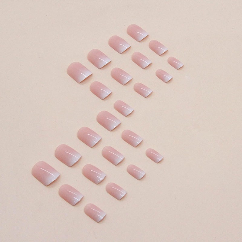 Juneyemo 24 Pcs Short Square False Nails Shimmery Press On