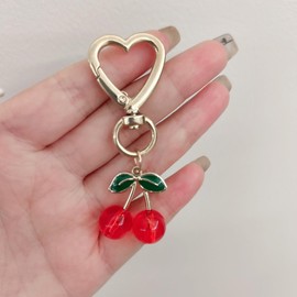 Poagoep Cute Strawberry Keychain Bag Purse Charms Cherry Heart Flower Keychain Accessories for Girls Women Gift