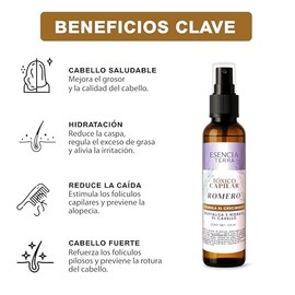 Tonico Capilar Anticaída con Romero – Tónico para Crecimiento del Cabello – Estimula el Folículo, Fortalece y Previene la Caída – Fórmula Natural para