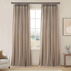 90 Inches Long Pinch Pleated Blackout Dark Flax Curtains for Bedroom,Vintage Cabin Curtains Windows Decorative Thermal Insulated Farmhouse Style Drapes 2 Panels Set for Living Room Sliding Door