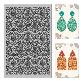 CHGCRAFT Artistic Floral Pattern Polymer Clay Texture Sheets Clay Texture Classic Seamless Pattern Rubber Clay Texture Mat Modeling Pad Texture Sheets for Polymer Clay Making Earrings Jewelry