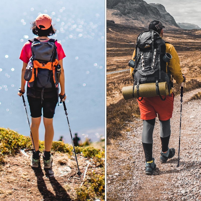 YAPJEB トレッキングポール 折りたたみ 登山用 ストック 軽量 アルミ製 ウォーキングポール トレランポール 登山杖