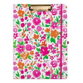 Steel Mill & Co Cute Clipboard Folio with Refillable Lined Notepad and Daily Planner Notepad, Double Notepad Clipboard Folder, 9.25" x 12.25" Padfolio for Work (Watercolor Flowers)