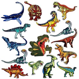 14pcs Dinosaur Iron on Patches Appliques Cute Animal Embroidered Patches Cartoon Dinosaur Sew on Appliques for Clothes Jeans Hat Shirt Sweater Decorations