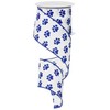 2.5" Wide Expressions Satin Paw Print Satin Wired Ribbon Blue