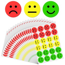 GXGM Pack of 600 Smiley Stickers, 25 mm Smile Mood Stickers, Happy Smiley Sad Red/Yellow/Green Stickers, for Presentation Cards, Presentation Case, Reward Stickers, black