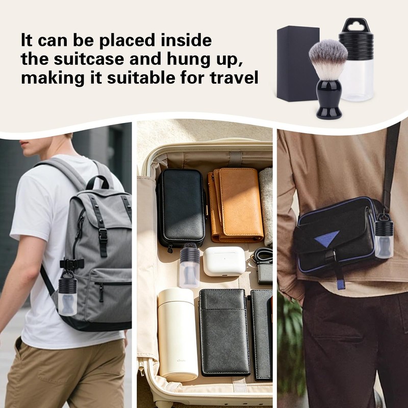 Men's Shaving Brush with Soft Bristles & Travel Case