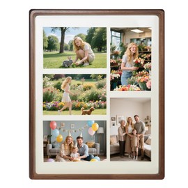 OUBOXDPF 11x14 Collage Picture Frame Walnut Wood, Multiple Five 4x6 Photos or 11x14 without Mat, Rustic Photo Frame with Tempered Glass Hanging Displaying Horizontally or Vertically