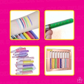 Set De Delineadores De Ojos Líquido De 8pcs Lentejuela Mate