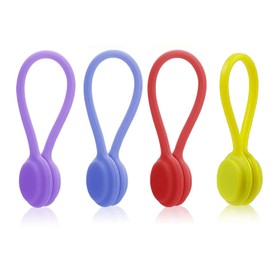 4 pcs Magnetic Needle Minders Silicone Magnetic Fabric Clips, Reusable Silicone Magnetic Cable Ties Twist Ties for Cross-Stitch Needle (Purple + Blue + Red + Yellow)