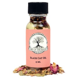 Black Cat Oil by Art of the Root | Handmade with Herbs & Essential Oils | Luck, Protection & Good Fortune Rituals | Metaphysical, Wiccan, Hoodoo, Pagan & Magick Intentions