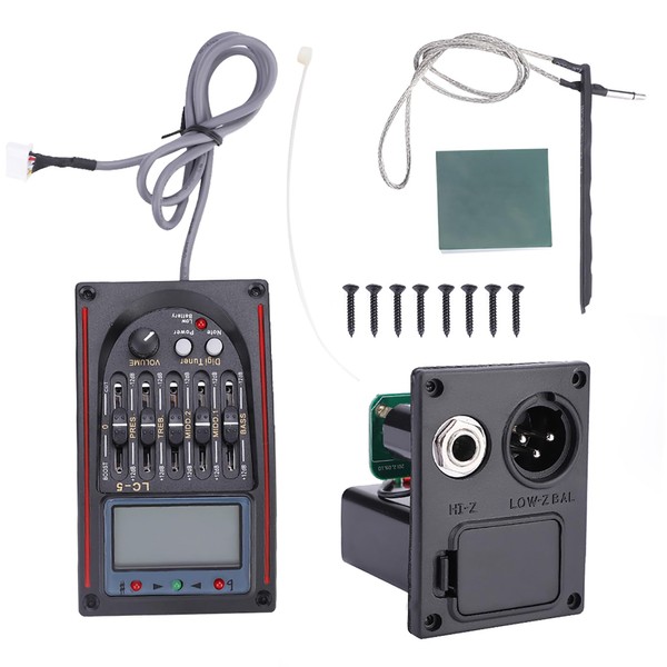 Cunyuer 5 Band Acoustic Guitar Preamp,LCD Acoustic Guitar Pickup, Piezo