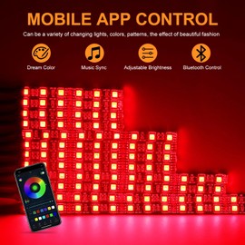 12PCS Strip Light Set for Motorcycles Waterproof RGB Neon Accent Lights Ground Effect Atmosphere Light DC 12V with APP and RF Remote Control Compatible for Harley Honda Kawasaki Yamaha Motorcycles