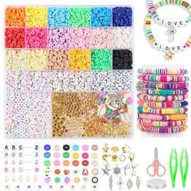 LISAPRO 5000+ Kit para Hacer Pulseras, Cuentas para Pulseras, 18 Colores Kit de Manualidades, Cuentas de Letras y Dijes, para Hacer pulseras y Manualidades, Regalo Creativo Cumpleaños Navidad