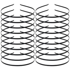 Lawie 20 Pack Bulk 4 MM Thin Black Plain Blank Hard Metal Headbands Skinny Headband Slim Simple Hair Hoop Wire Hair Bands Clasps Crown Tiara Base Frame DIY Crafts Headpieces Accessories for Women Girl
