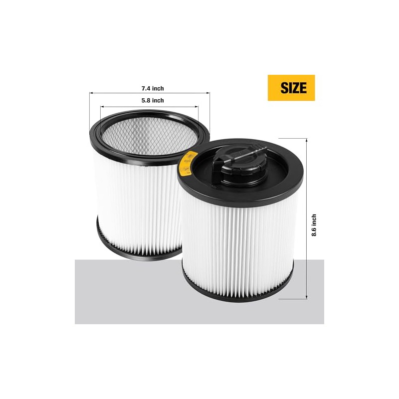 DEWALT Vacuum Filter Replacement DXVC6910, Fit for 6-16 Gallon Wet
