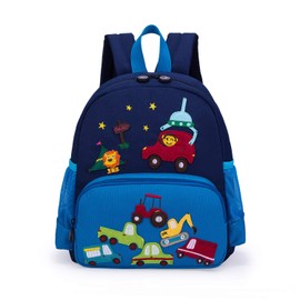 willikiva Cute Zoo Little 3d Backpack Kids Backpack for Boys and Girls Toddler Backpack Waterproof Preschool (Blue Car)