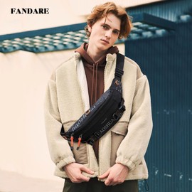 FANDARE Men's Chest Bag Ultralight Bum Bag Sling Crossbody Bag Shoulder Bag Body Bag Men's Bag Messenger Bags Shoulder Bag Work Bag Travel Bags Hand Luggage Nylon, black