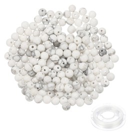 PATIKIL 4mm Aventurine Beads, 200 Pcs Round Natural Gemstone Beads Smooth Stone Beads Jade Tiger's Eye Loose Glass Beads for Bracelet Necklace Jewelry Making DIY, Grey White