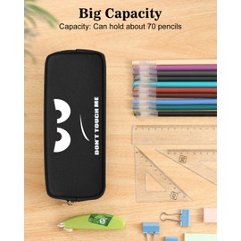 FINPAC Pencil Case, Large Capacity Pencil Pouch with Zipper, Coin Pouch Cosmetic Bag Bible Pencil Box Office Stationery, Black