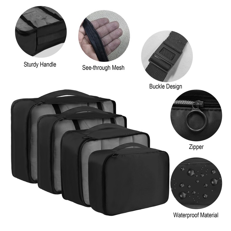 Vercord 8 Set Travel Packing Cubes Luggage Organizers Cubes for