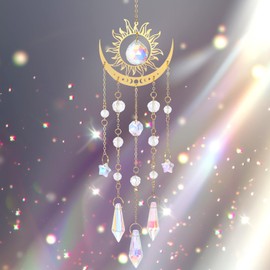 Sun Catcher, Sun Rainbow Maker with Chains, Hanging Indoor Outdoor Prism Decor for Windows Garden Car, Christmas Mother’s Day Valentines