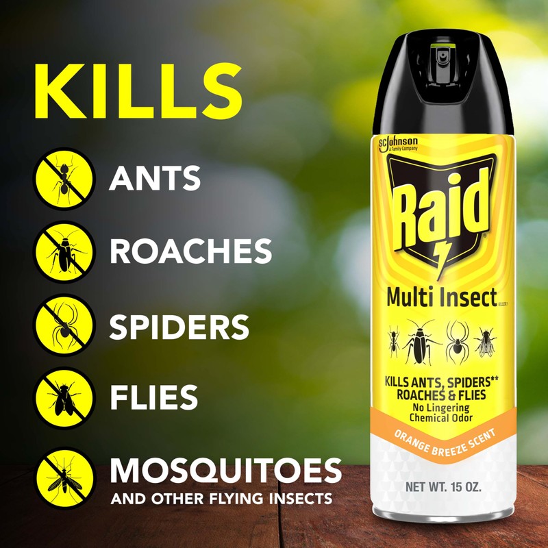 Raid Multi Insect Killer, Orange Breeze 15 Ounce (Pack of