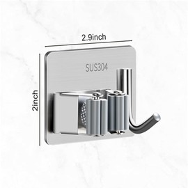 BOBOAR Broom Holder Wall Mount Hanger Holder Wall Mount,2 Pack Mop and Broom Hooks Stainless Steel Self Adhesive