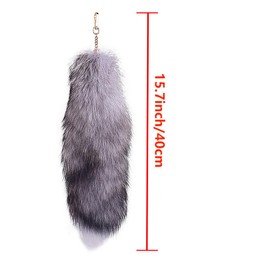 GorinsKani GorinsKani 3 Pcs Fluffy false Tail Cosplay Tail Handbag Keychain Costume for Kids Adult Hook pendant (Red Silver Blue)