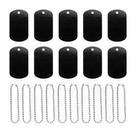YapitHome 30 Stück Blanko Schildform Anhänger Dog Tag,Blanko Schwarz Dogtag Kette,mit 30 Stück Kugelkette Edelstahl für Erkennungsmarken Anhanger Charms