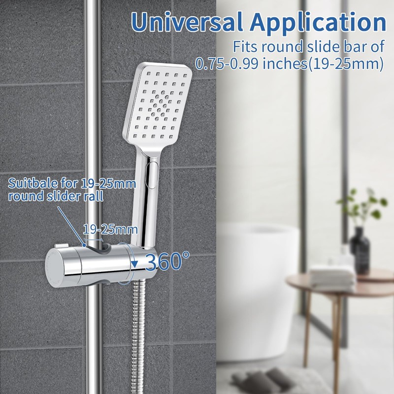 Joyoldelf 19-25MM Adjustable ABS Replacement Hand Shower Rail Head Slider