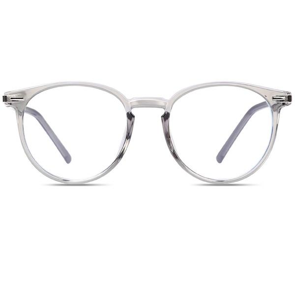 Duco W021 - Gafas de bloqueo de luz azul con marco y filtro de rayos azules, Gris transparente