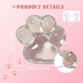 Chicooan Large Cat Paw Taba Squishy Squeeze Toys 5-inch Big Clear Pink Cute Fufu Squishy Sensory Stress Relief Fidget Toys for Party Favors Sensory Anxiety Toys for Adults (Transparent Pink)