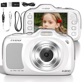 NBD 64MP Digital Camera with 4K Vlogging Capability, Plug & Play USB Transfer, 16x Zoom Ultra-Lightweight 120g, 2.8" IPS Screen 16 Filters Supports 256GB Vlogging Camera for Beginners (White)