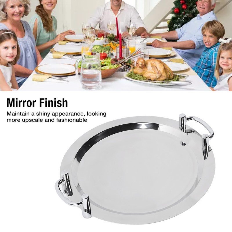 Stainless Steel Buffet Plate Bright Mirror Finish Serving Tray with