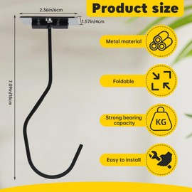 2Pack Banana Hook Under Cabinet Foldable Banana Hanger, Self Adhesive Metal Banana Hooks to Keep Bananas Fresh, Under Counter Kitchen Organizer