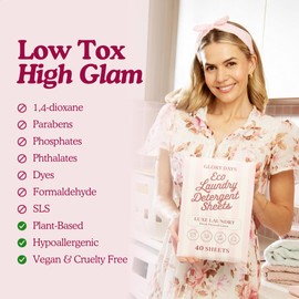 Glory Days Eco Laundry Detergent Sheets – Luxe Laundry (Fresh Pressed Linen) | 40 Sheets = Up to 80 Loads | Enzyme‑Powered, Plastic‑Free, Hypoallergenic | HE, Top & Front Load | Travel‑Friendly