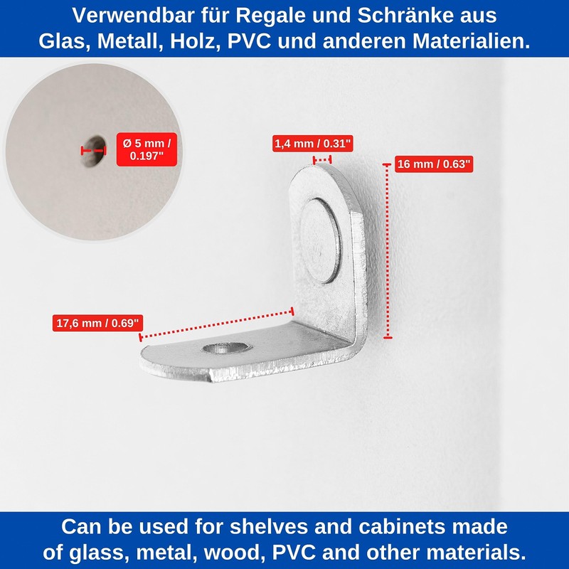 Shelf L-Shape Support D5, Pack of 48, Shelf Support for