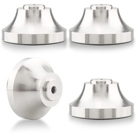 Brollitest 40 x 21 mm Speaker Feet, Speaker Absorber Feet, Set of 4, Silver Hi-Fi Feet, for Speaker Systems etc.