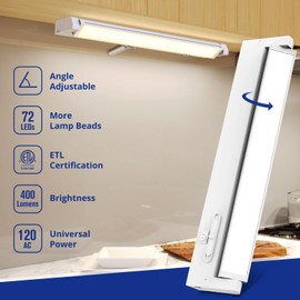 GOOVER Under Cabinet Lights Dimmable,with Removable AC Cord Hardwired&Plug-in Installation,3 Color Warm/Neutral/Cool White,Multi-Angle Illumination ETL Certified