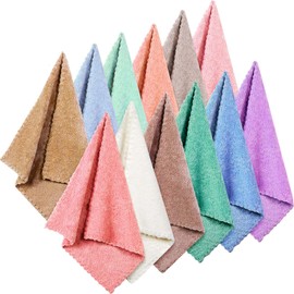 Syhood 12 Pieces Face Wash Cloth 12 x 12 in Makeup Remover Cloths Towel Coral Velvet Facial Microfiber Soft Fast Drying Facial Cleansing Towel for Face(Assorted Color)