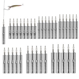 SUPAWAY 35 STK Angelgewichte, Zylinder Angeln Drop Shot, 6 Größen, Dropshot Blei Set 3,5g/ 5g/ 7g/ 10g/ 14g/ 20g, Angeln Gewichte für Hecht, Barsch, Zander (Kupfer-Anhänger)