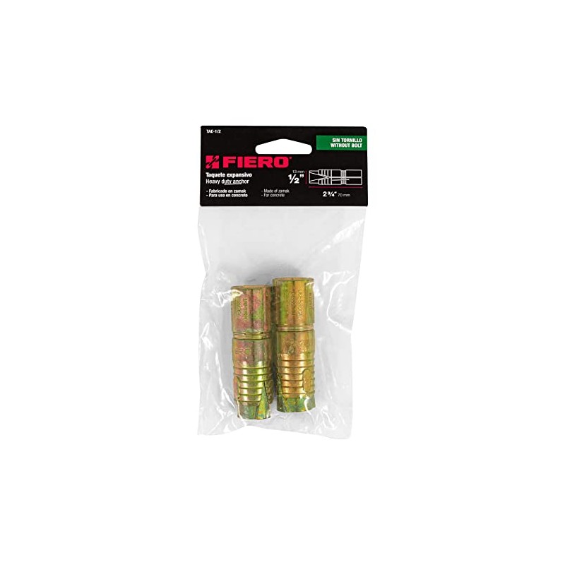 Fiero TAE-1/2, Bolsa con 2 taquetes expansivos de 1/2" sin