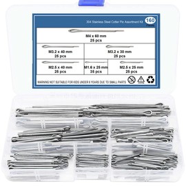 Split Cotter Pin, Potable Stainless Steel M1.6 M2.5 M3.2 M4 Split Pins Assortment Kit with Storage Box (Pack of 160)