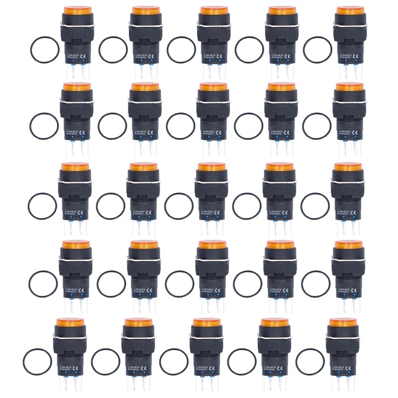 25Pcs Momentary Push Button Switch Self Locking 8 Pin Round