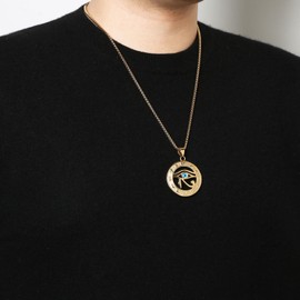 AsAlways Eye of Horus Necklace for Men Stainless Steel Ancient Egyptian Symbol Protection Round Pendant Jewelry Gift
