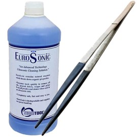 Eurosonic Concentrate Ultrasonic Cleaner ½ Pint & 12" Tweezers Plastic Coated PVC Tips Non Marring