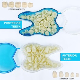 False Teeth, 100 Pieces False Artificial Temporary Teeth Braces Smile Veneers Cosmetic Temporary Teeth Dentures Prosthesis Artificial Veneers Teeth Top and Bottom