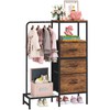 AFLUI 3 Fabric Drawers Dresser with Hanging Rack & Open