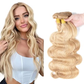 P27613 Bundles Ombre Body Wave Human Hair Bundles Brazilian 613 Body Wave Bundles Human Hair Two Tone #27 Mixed With #613 Bundles Human Hair 14 16 18 Inch Blonde Bundles